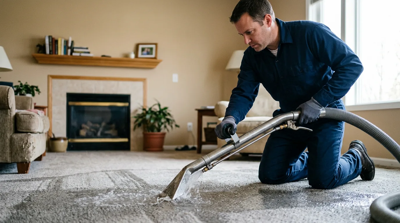 Water damage restoration technician working near Glencoe, OH